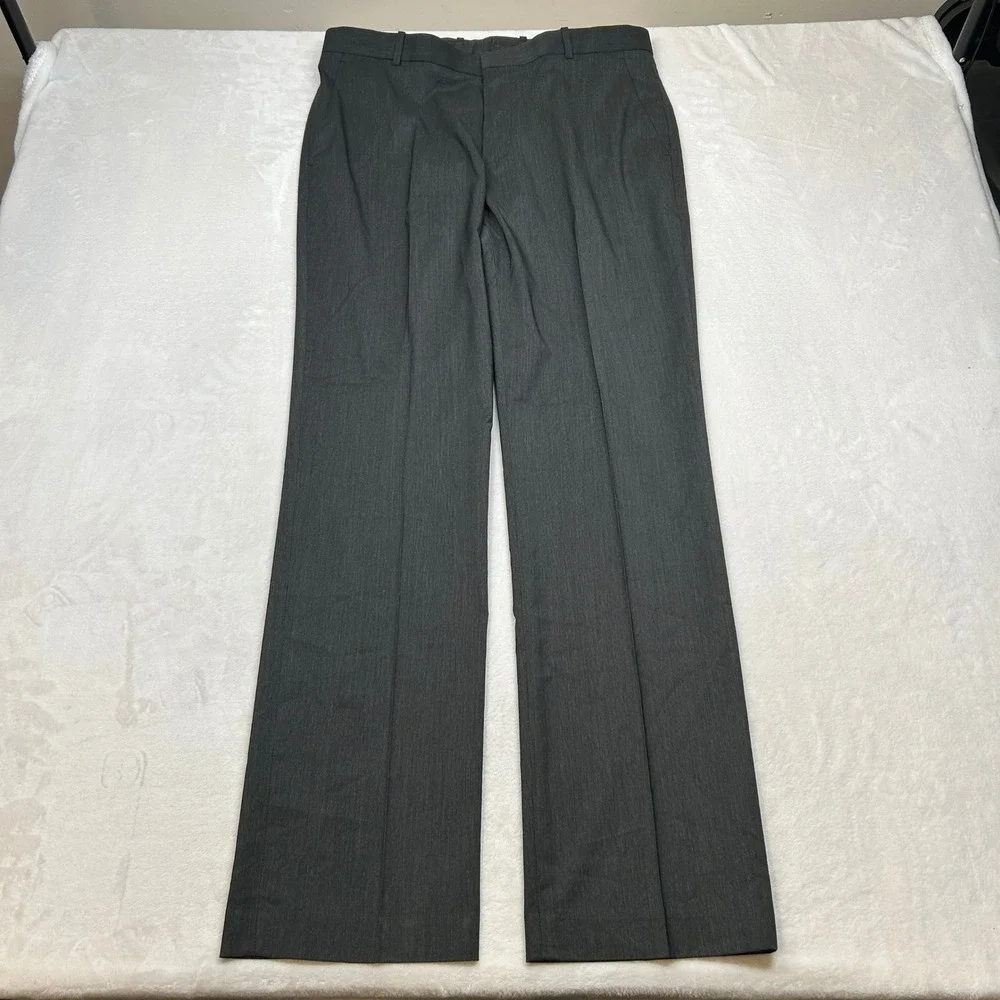 Perry Ellis Dress Pants Mens 34x34 Gray Flat Front Trousers Career‎ Work